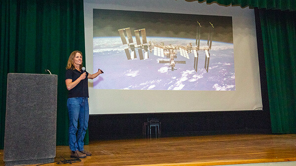 NASA Astronaut, WHOI Corp Member Loral O'Hara speaks to Middle Schoolers in Falmouth